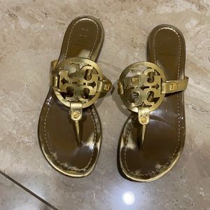 Tory Burch gold Sandals fair condition